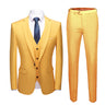 Yellow Slim Business Groom Suit 3-Pieces Jacket Vest and Pants for Men  -  GeraldBlack.com