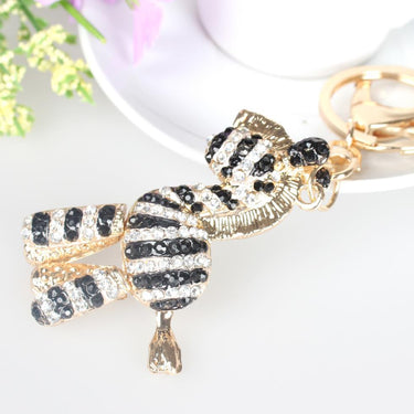 Zebra Black Cute Rhinestone Crystal Trendy Purse & Key Chain - SolaceConnect.com