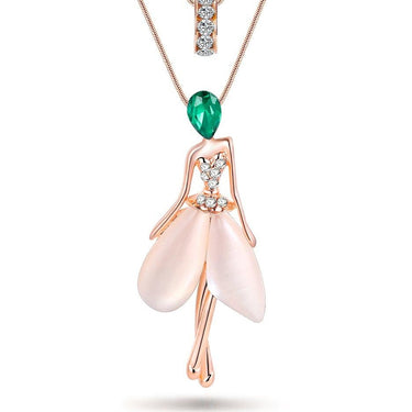 Zinc Alloy Angel Fairy Opal Pendant Cat Eye Crystal Chain for Women  -  GeraldBlack.com