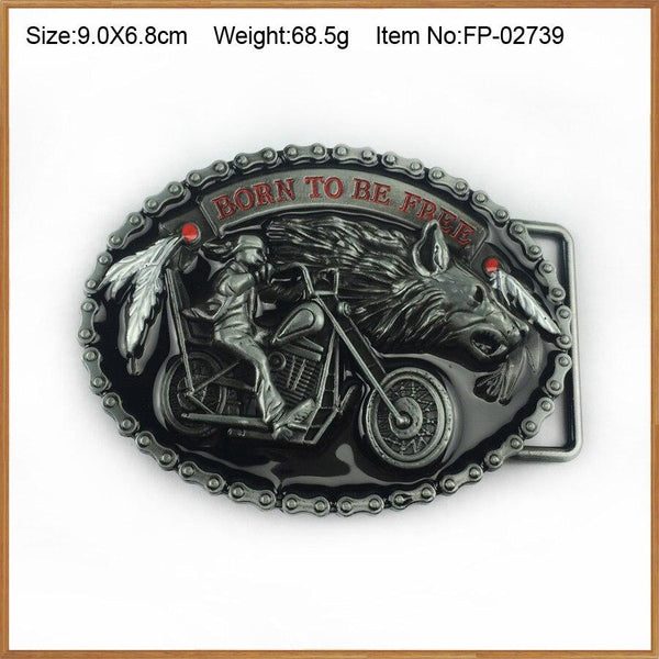 Zinc Alloy Retro Wolf Biker Driver Cowboy Style Belt Buckle with 4cm Width Loop - SolaceConnect.com